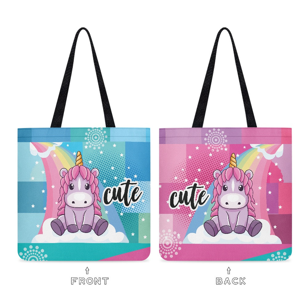 Adorable Unicorn Rainbow Cloth Tote Bag