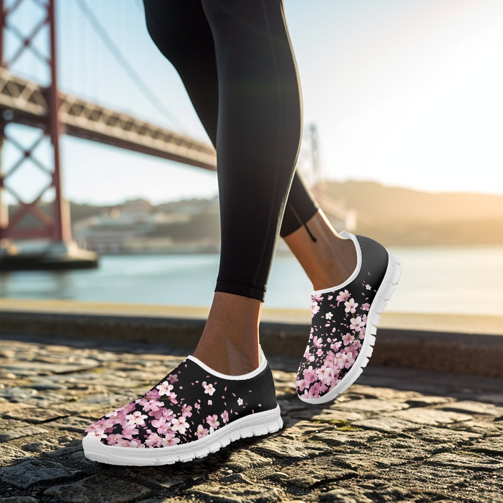 Black Cherry Blossom Low-Cut Casual Shoes
