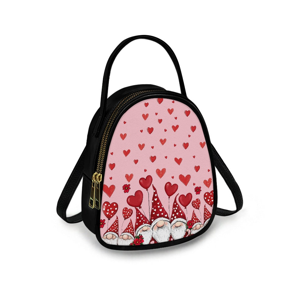 Valentine Gnome Adorable Double-Layer Women’s Leather Square Bag