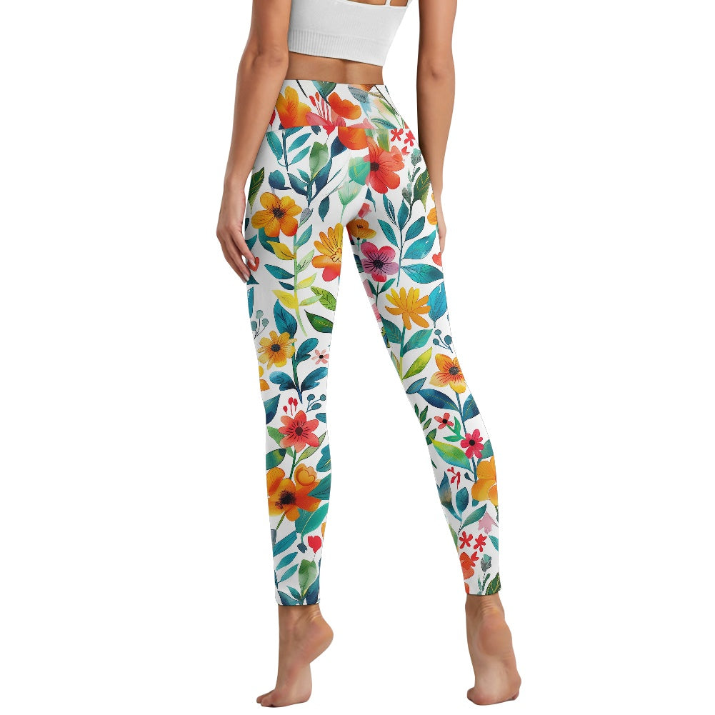 Floral Bloom Women's Yoga Pants with Pockets