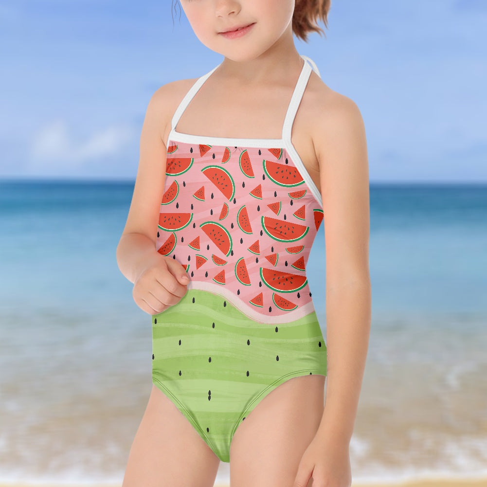 Watermelon Print Kids’ One-Piece Swimsuit