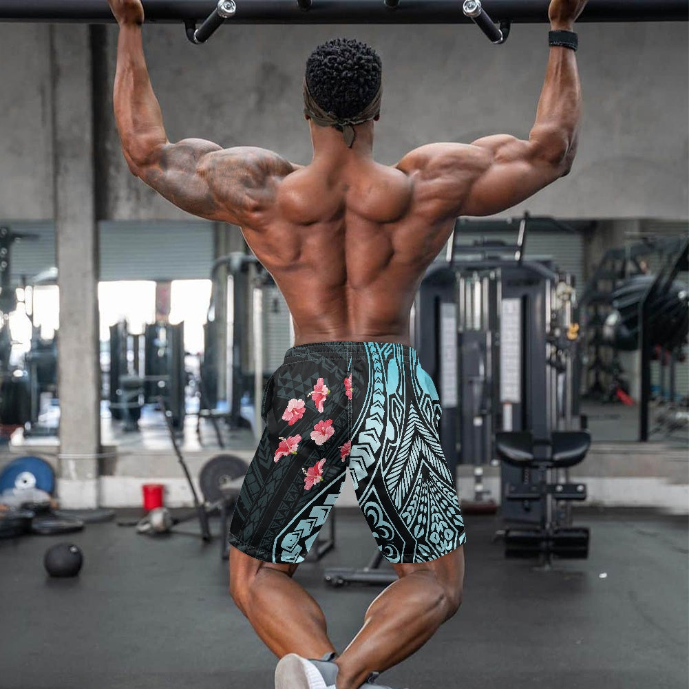 Men's Tribal Hibiscus Print Swim Shorts
