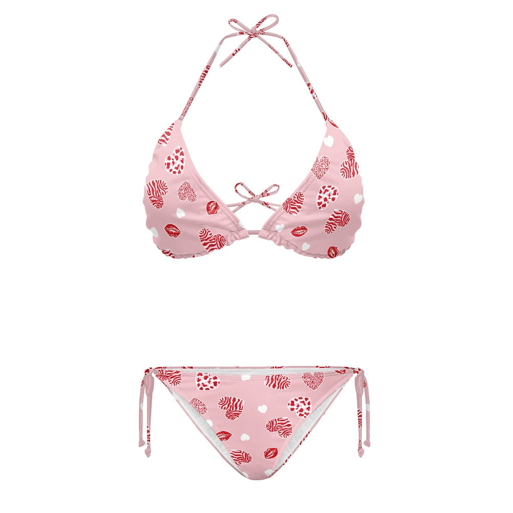 Lips and Hearts Love Print Bikini