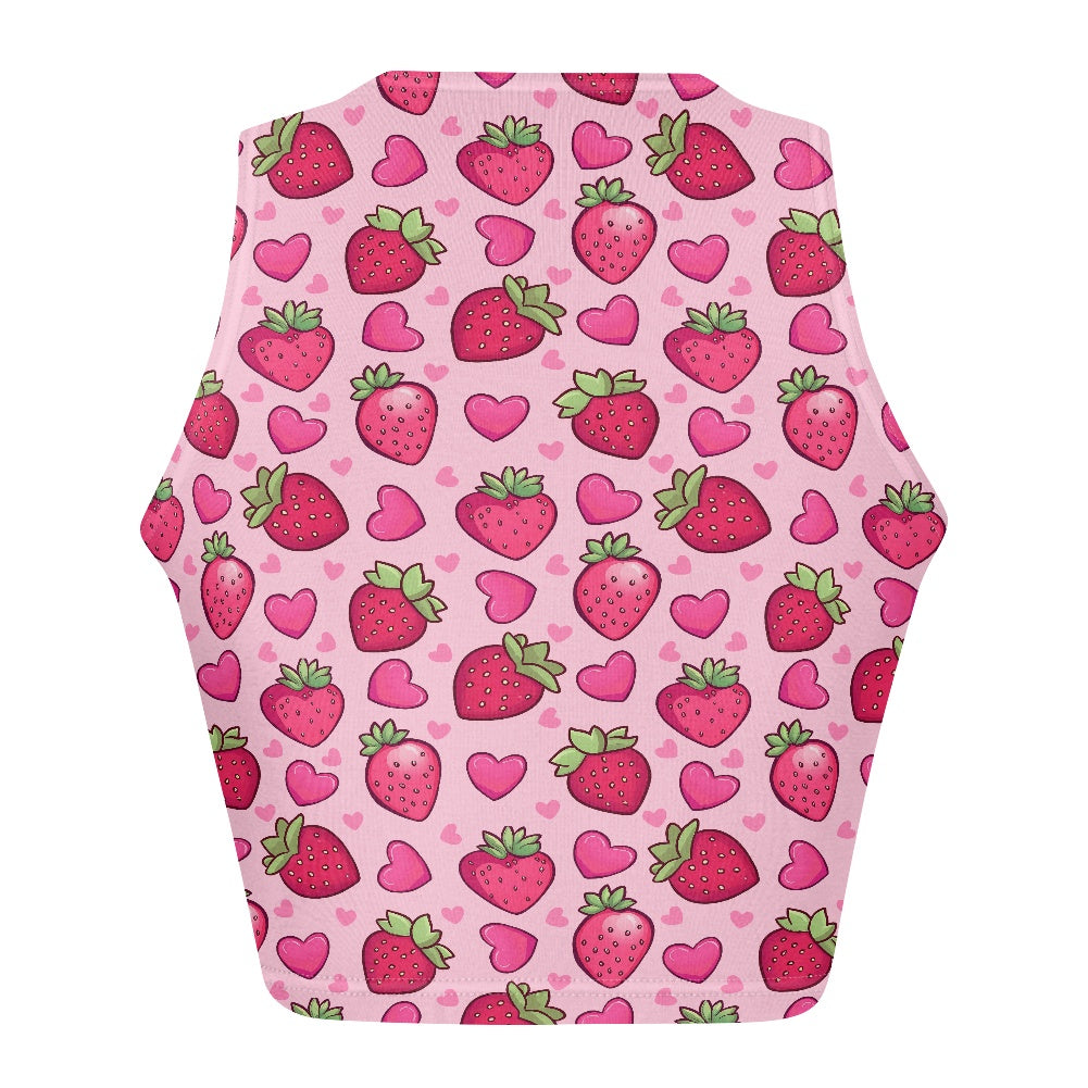 Strawberry Heart Women Tight Tank Tops