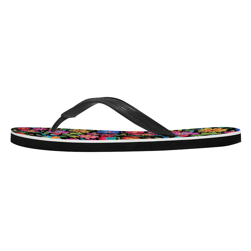 Bright Floral Pattern Flip Flops