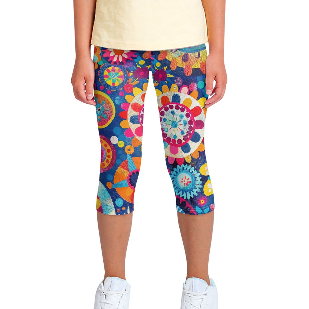 Colorful Boho Kids' Capri Yoga Pants