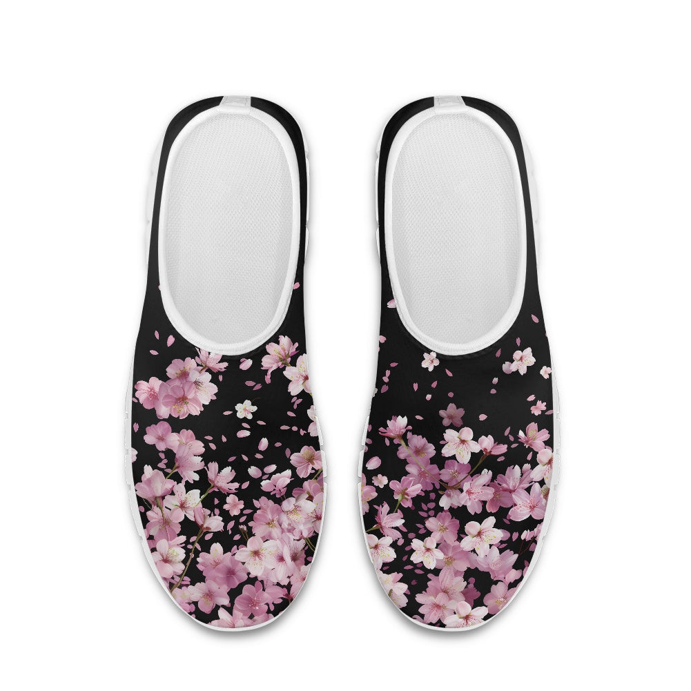 Black Cherry Blossom Low-Cut Casual Shoes