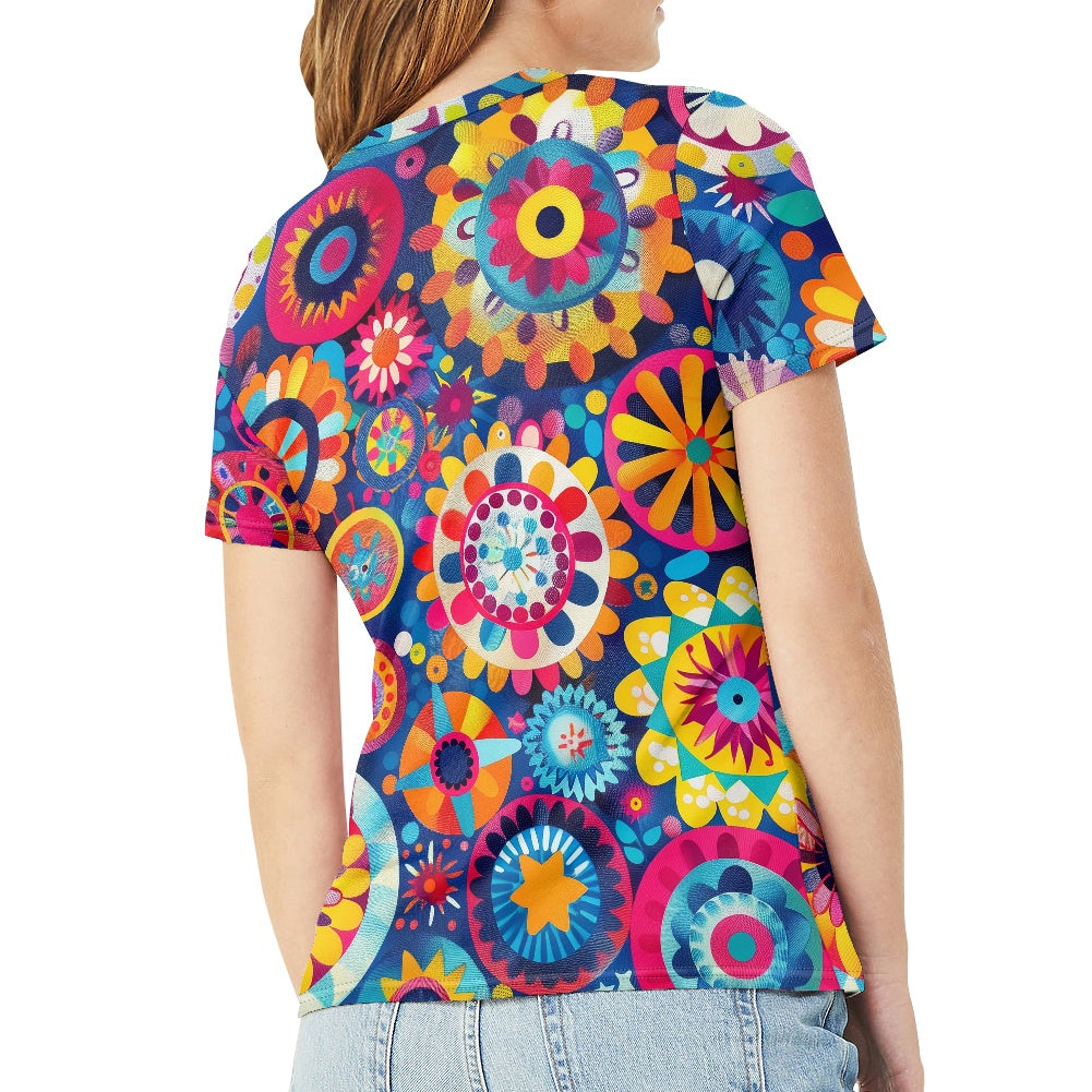 Vibrant Mandala Ladies' Round Neck T-Shirt