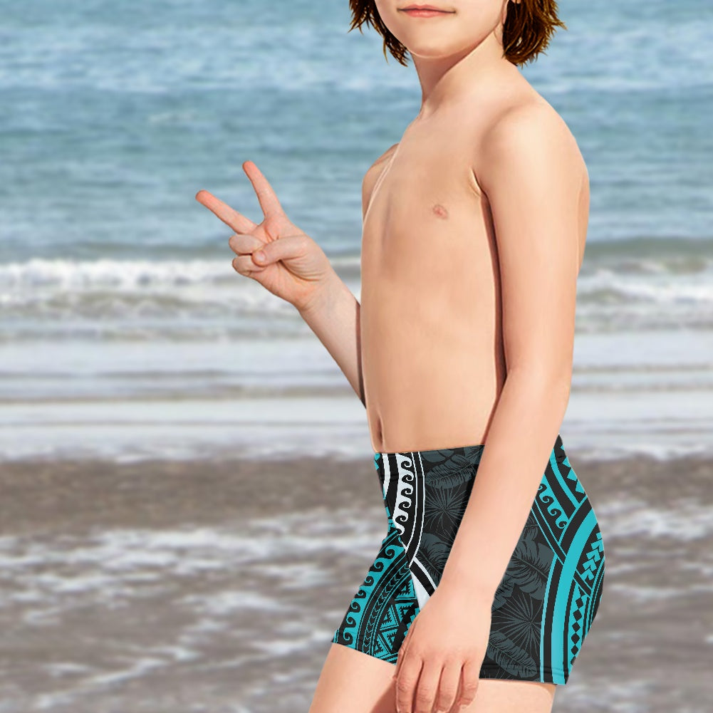 Polynesian Tribal Print Boy's Swim Trunks