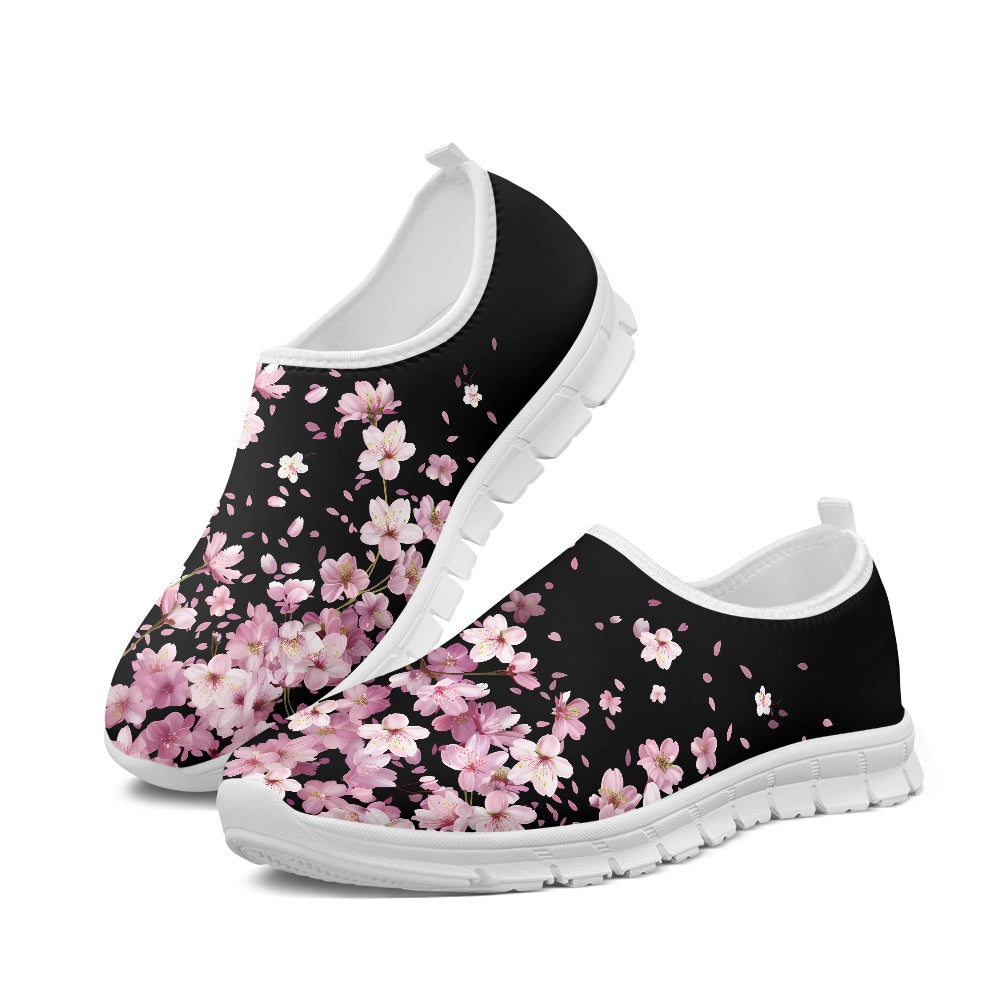 Black Cherry Blossom Low-Cut Casual Shoes
