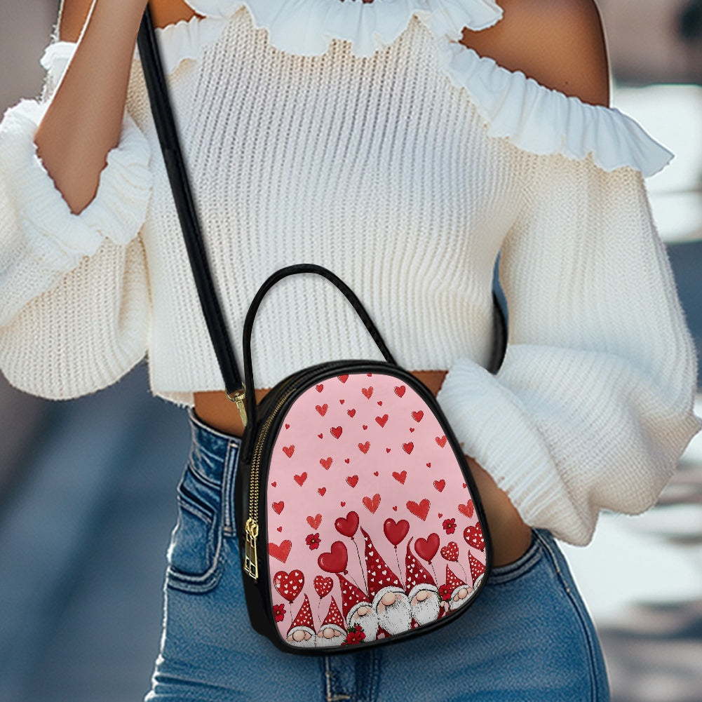 Valentine Gnome Adorable Double-Layer Women’s Leather Square Bag