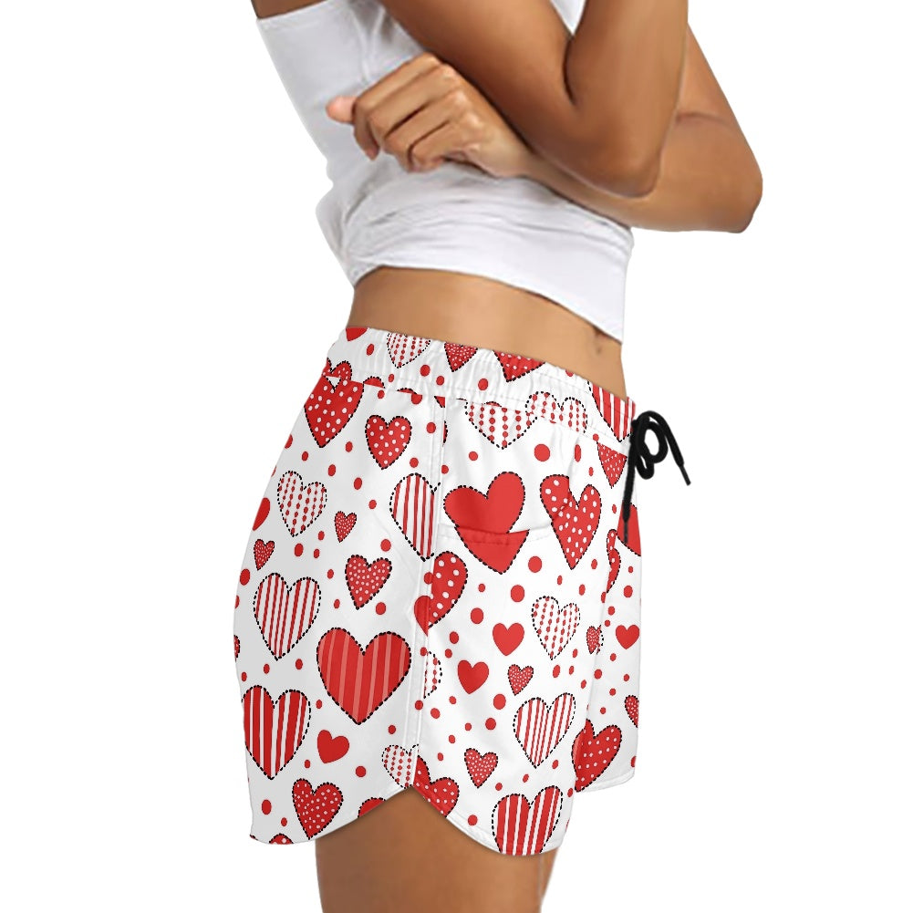 Red Heart Patchwork Women’s Shorts