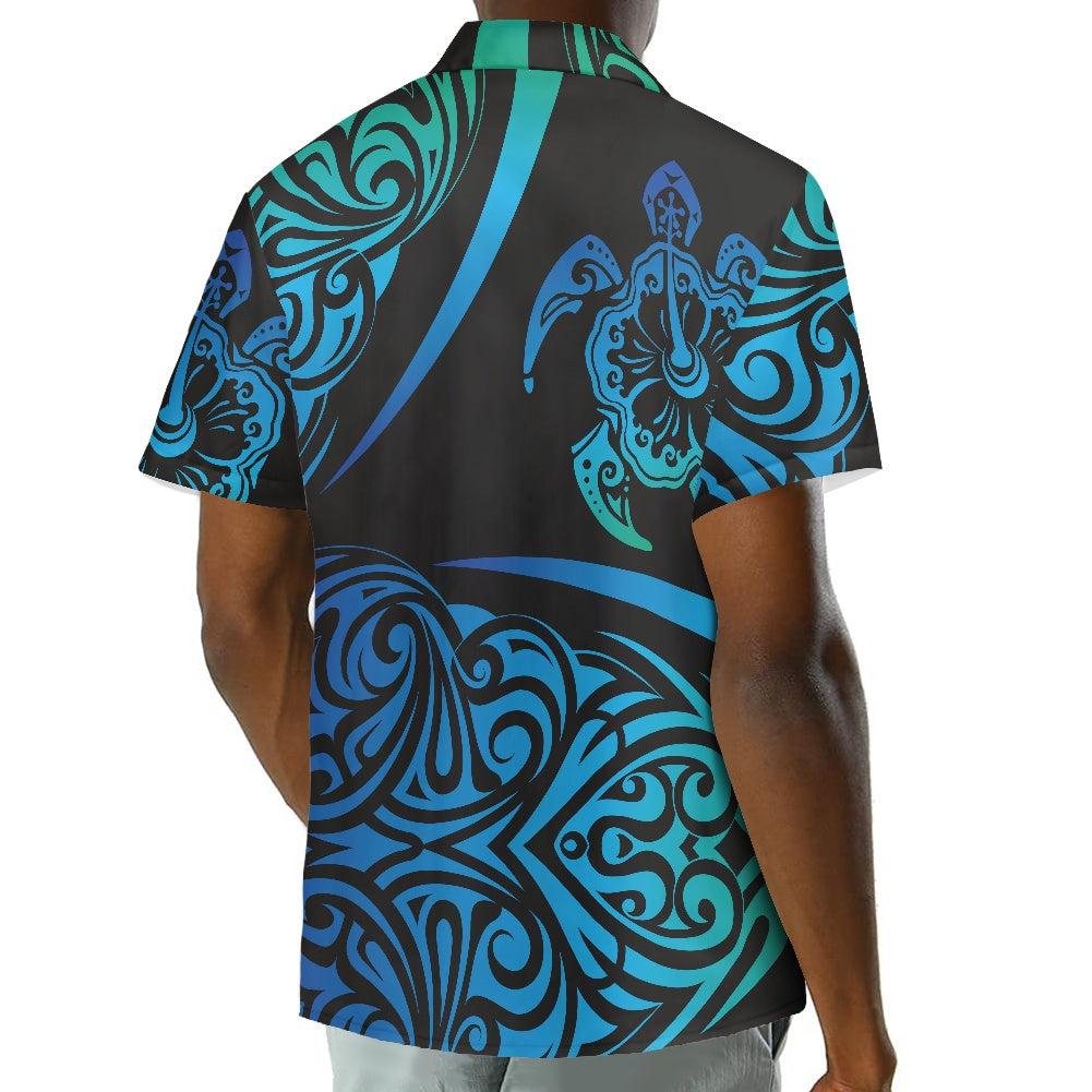 Blue Tribal Turtle Hawaiian Shirt