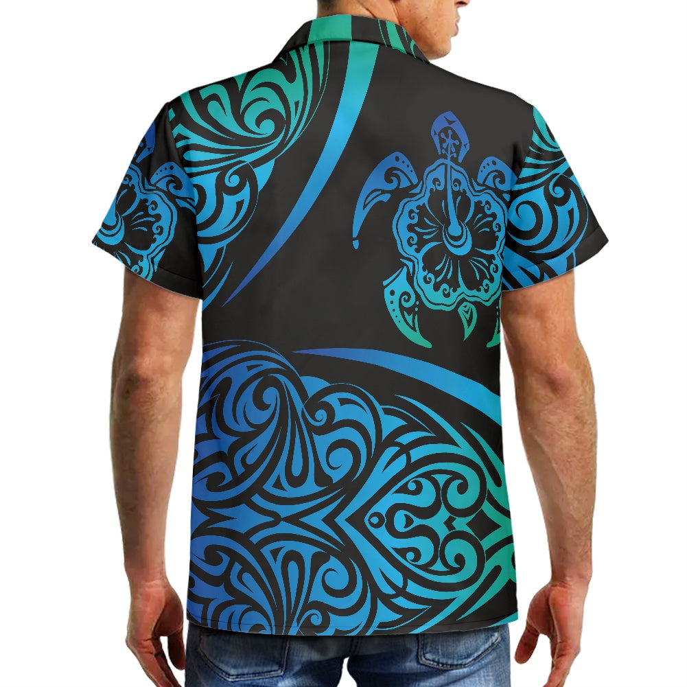 Blue Tribal Turtle Hawaiian Shirt
