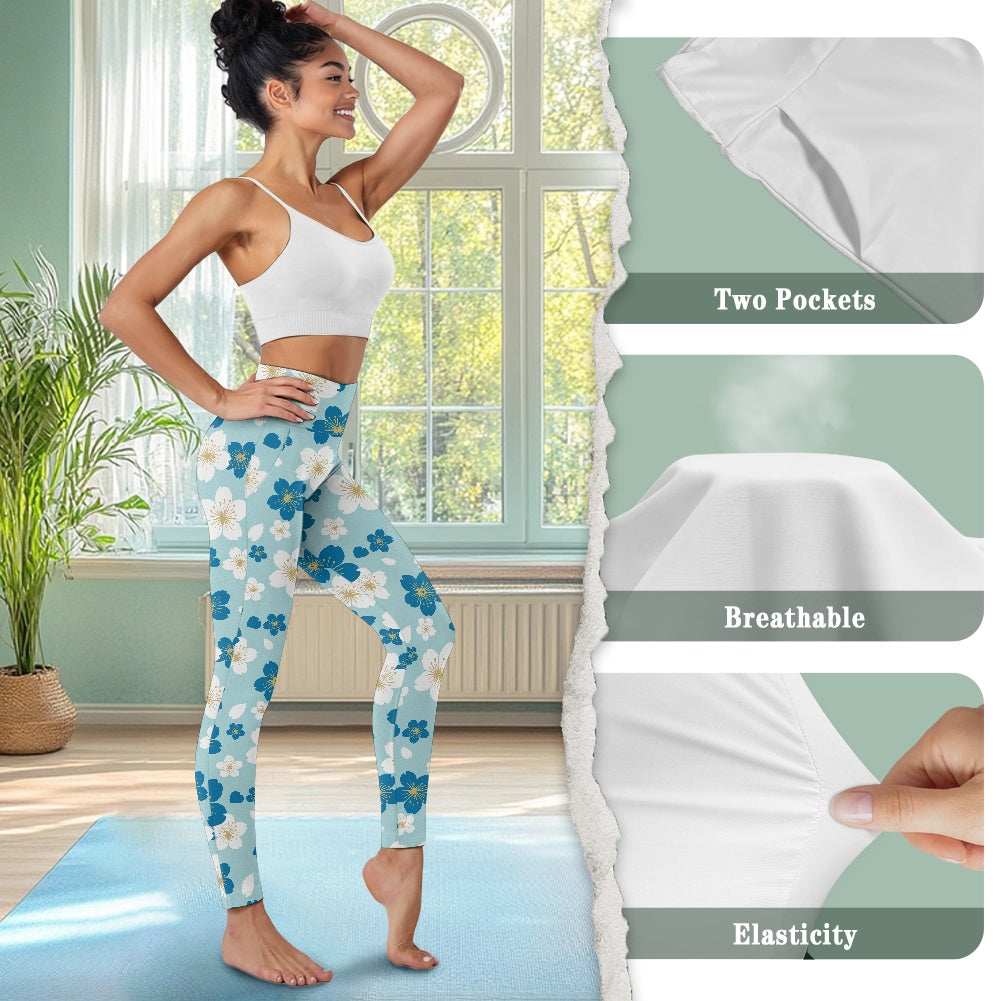 Blue Blossom Women's Yoga Pants with Pockets
