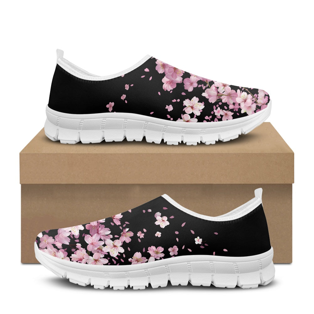 Black Cherry Blossom Low-Cut Casual Shoes