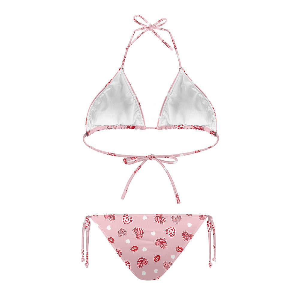 Lips and Hearts Love Print Bikini