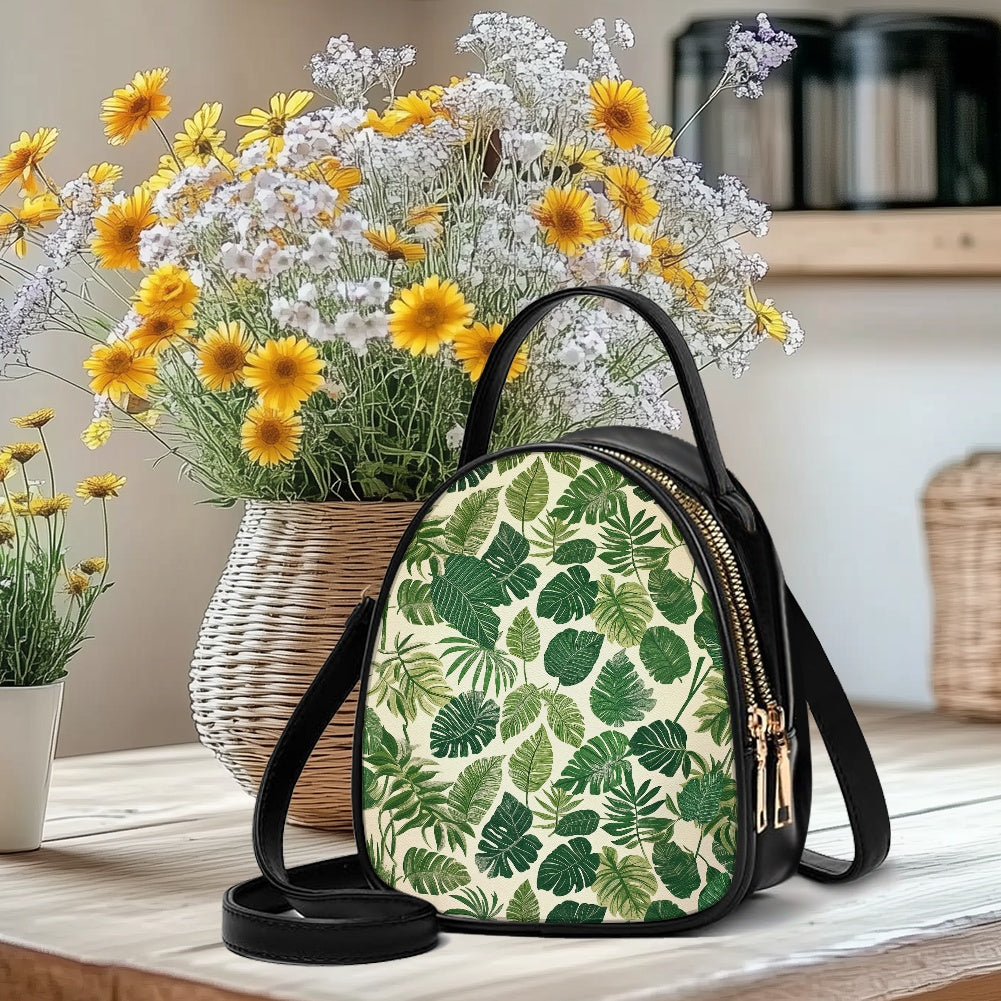 Green Leaf Stylish Double-Layer Women’s Leather Square Bag