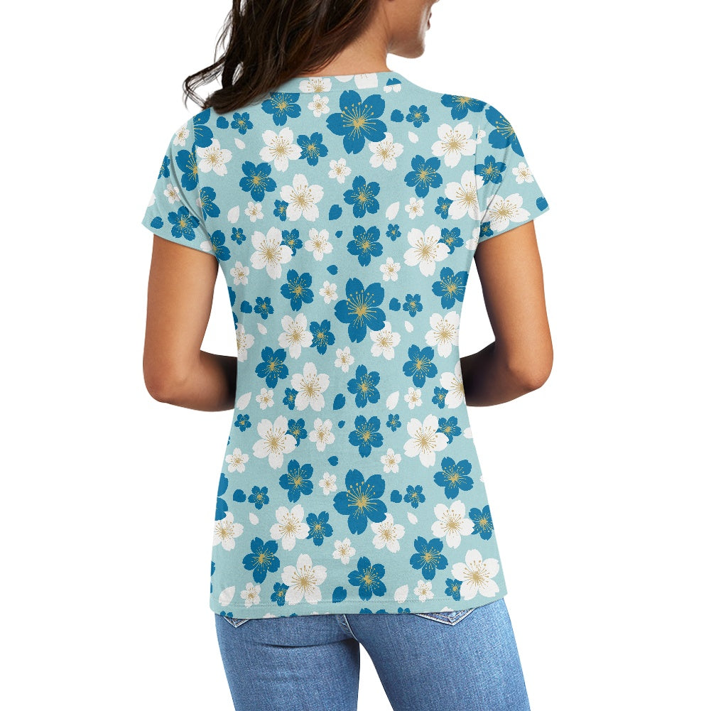 Blue Blossom Ladies' Round Neck T-Shirt