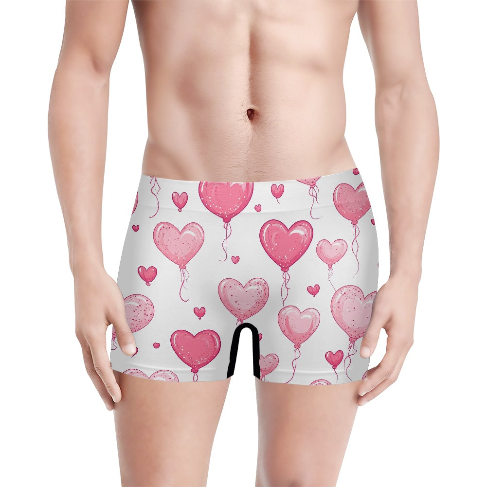 Heart Balloon Print Men's Boxer Briefs