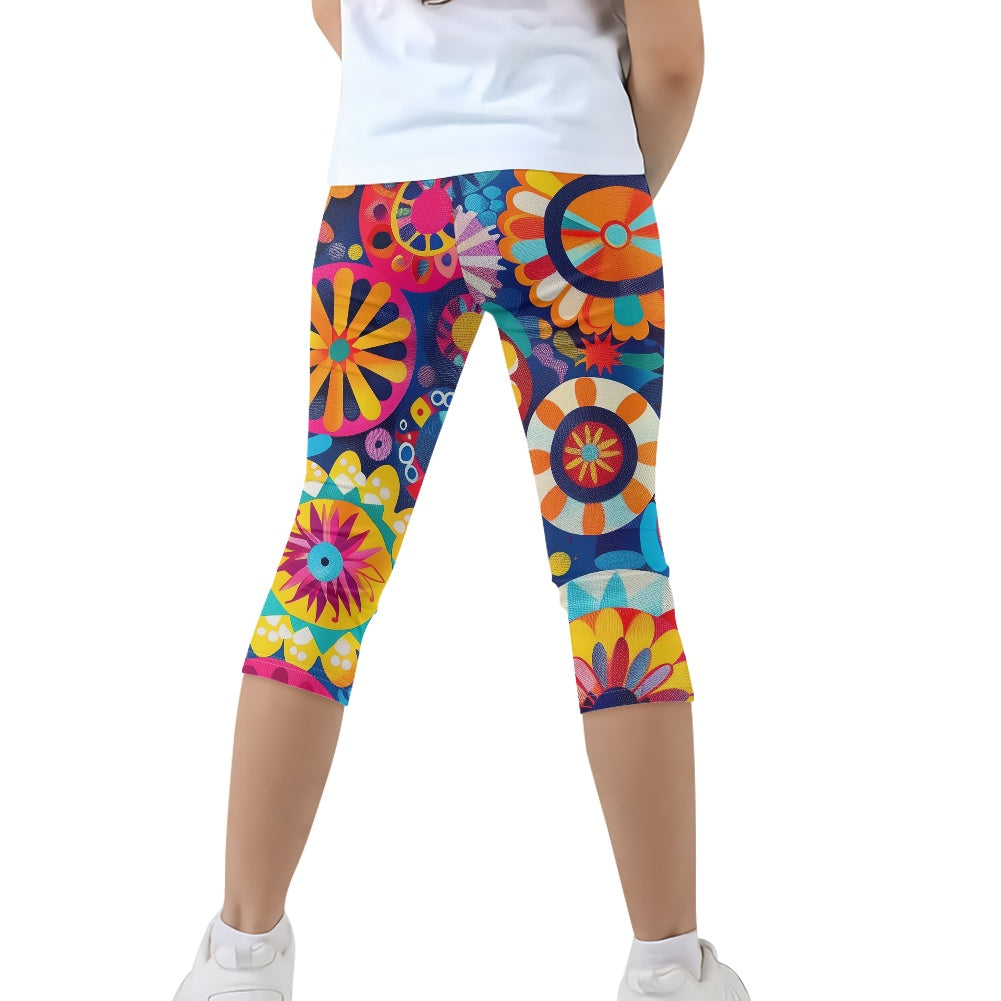 Colorful Boho Kids' Capri Yoga Pants