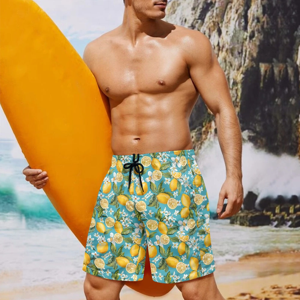 Men's Lemon Print Swim Shorts