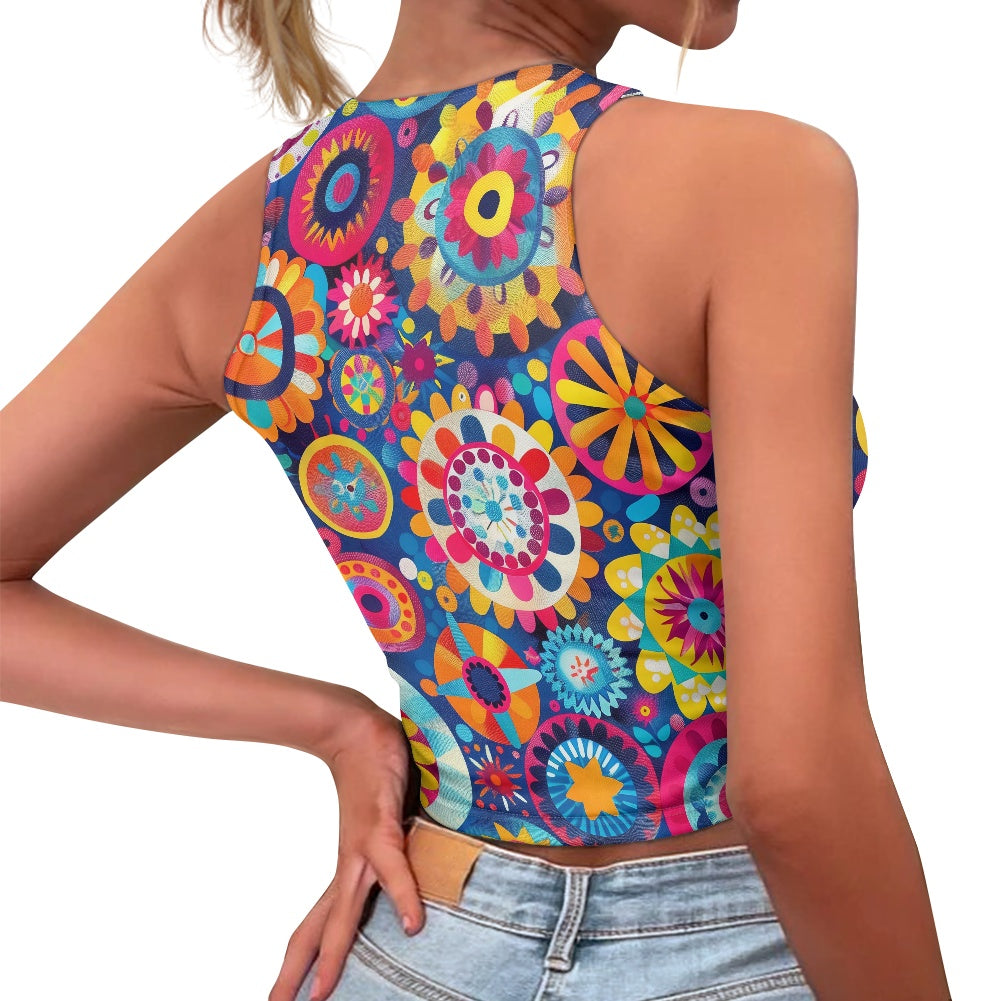 Colorful Floral Women Tight Tank Tops