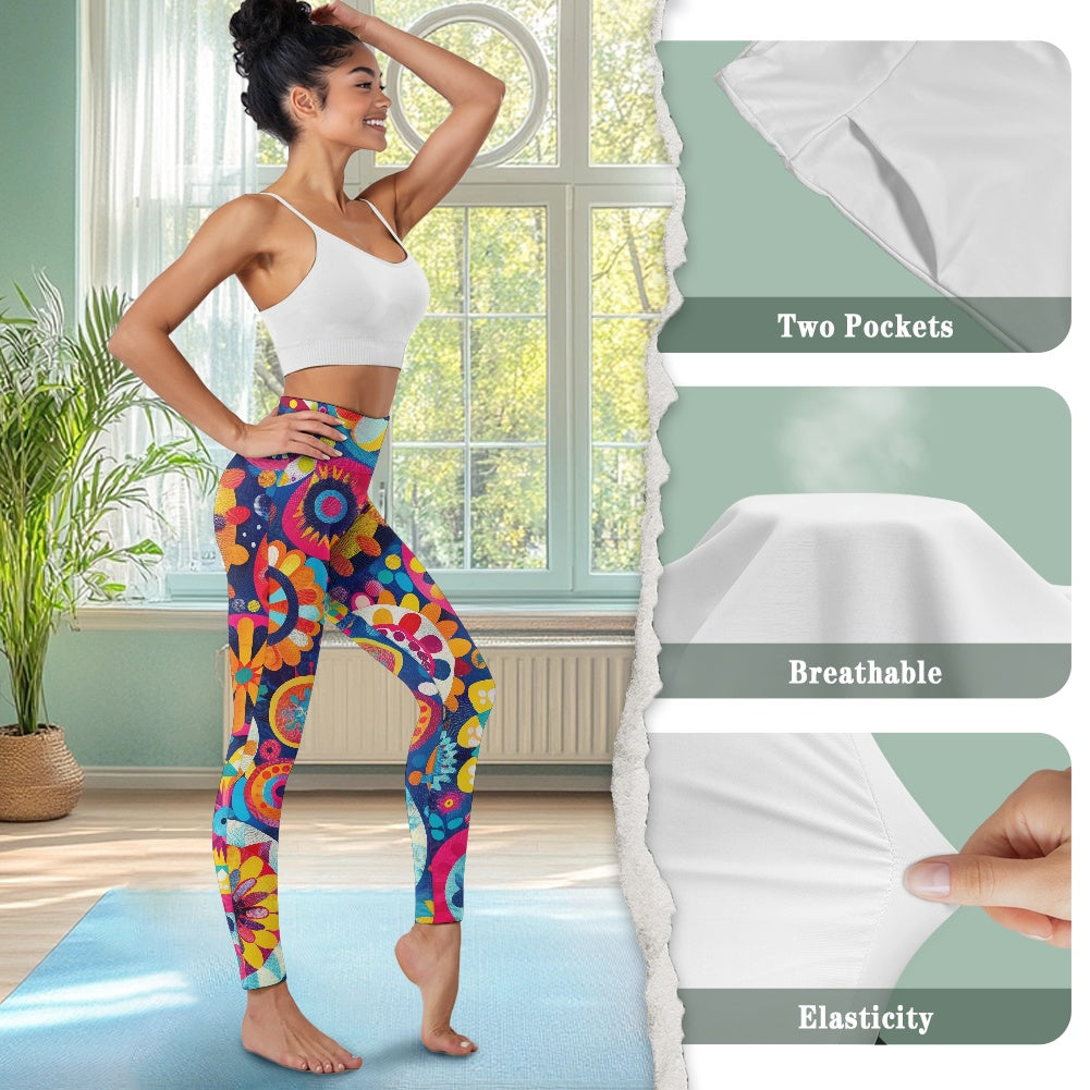 Vibrant Mandala Women's Yoga Pants with Pockets