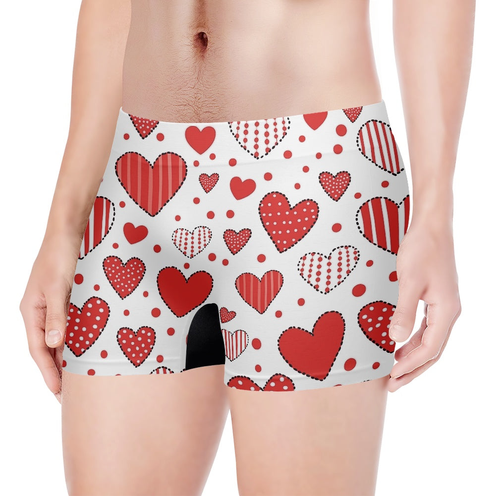 Patchwork Heart Design Men's Boxer Briefs