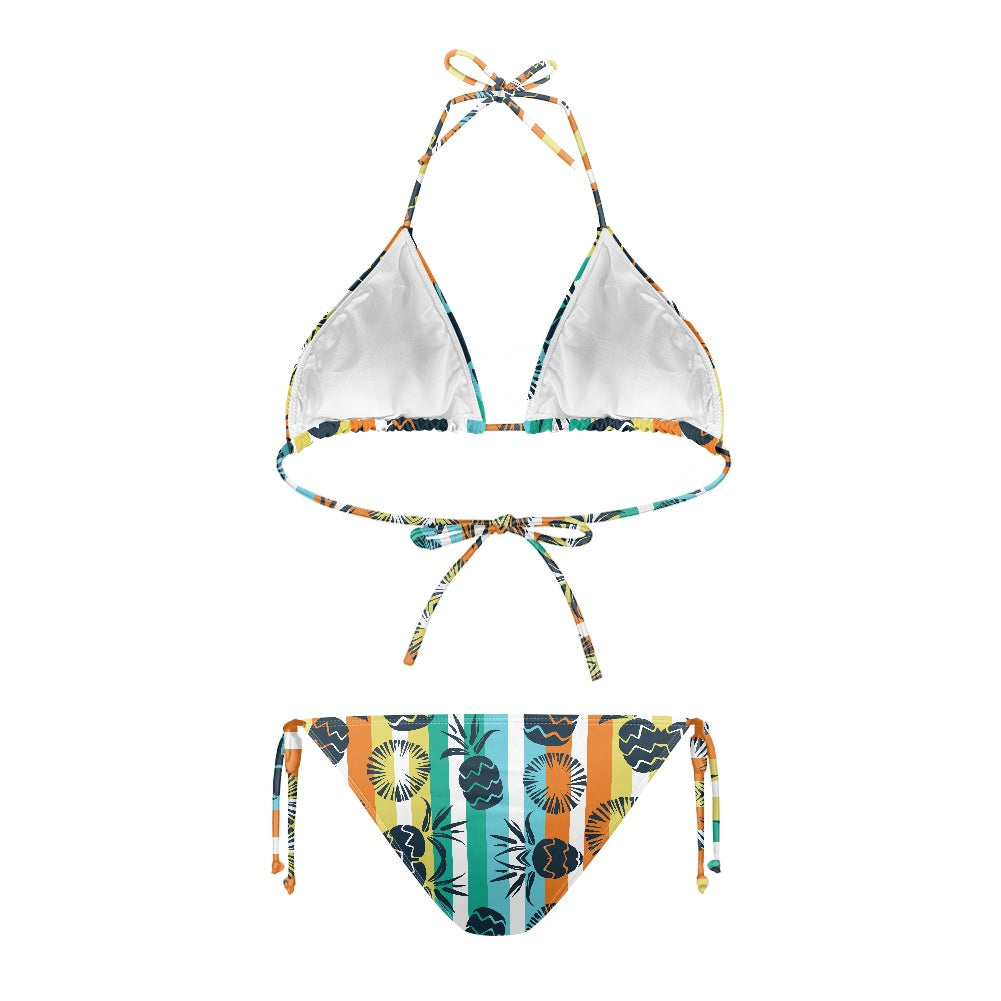 Tropical Sunset Stripe Halter Bikini