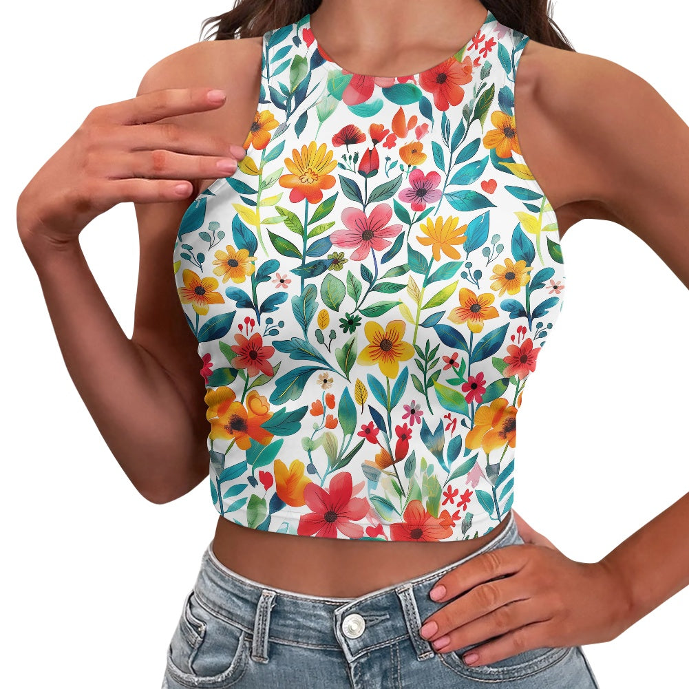 Stylish Floral Sleeveless Women Tight Tank Tops