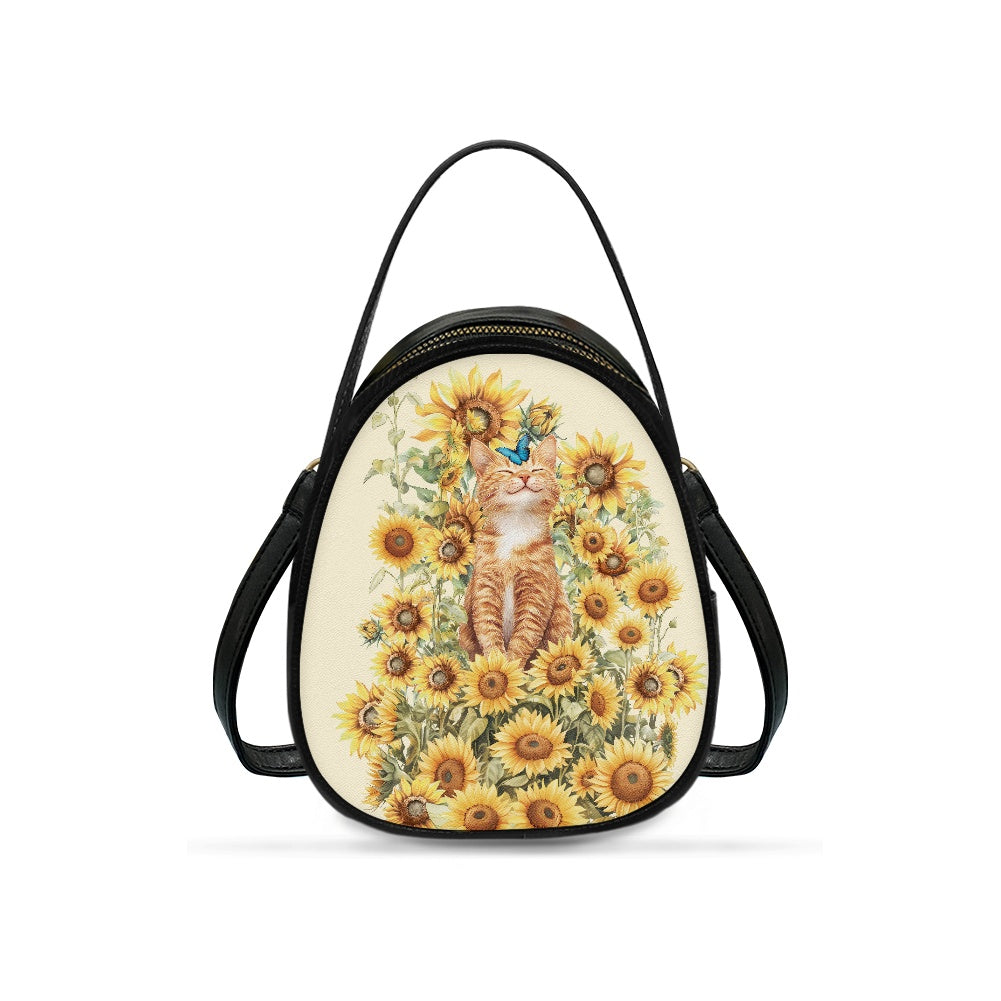 Sunflower Cat Charming Double-Layer Women’s Leather Square Bag
