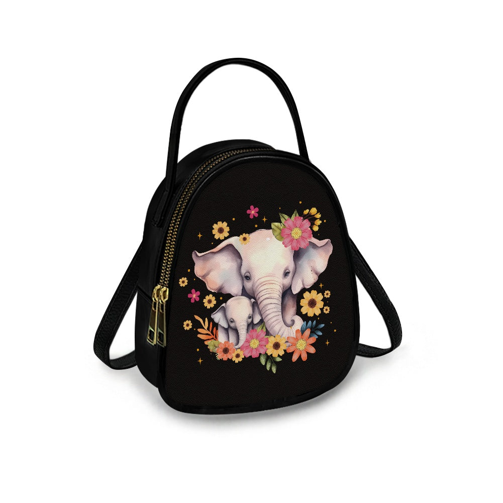Elephant Floral Charming Double-Layer Women’s Leather Square Bag