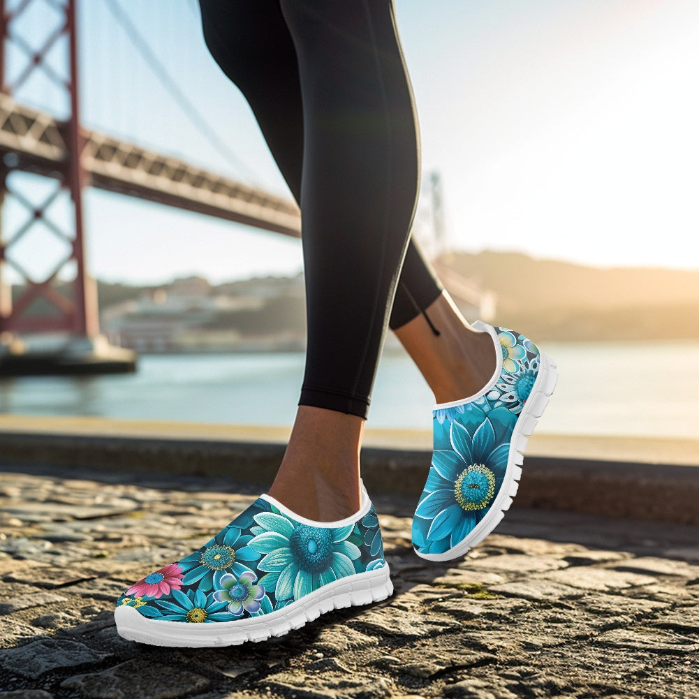 Blue Floral Low-Cut Casual Shoes
