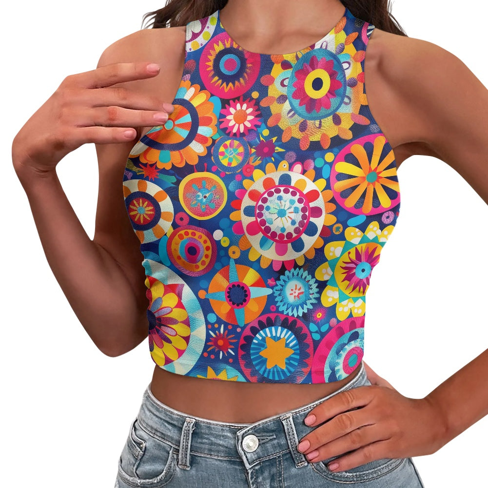 Colorful Floral Women Tight Tank Tops