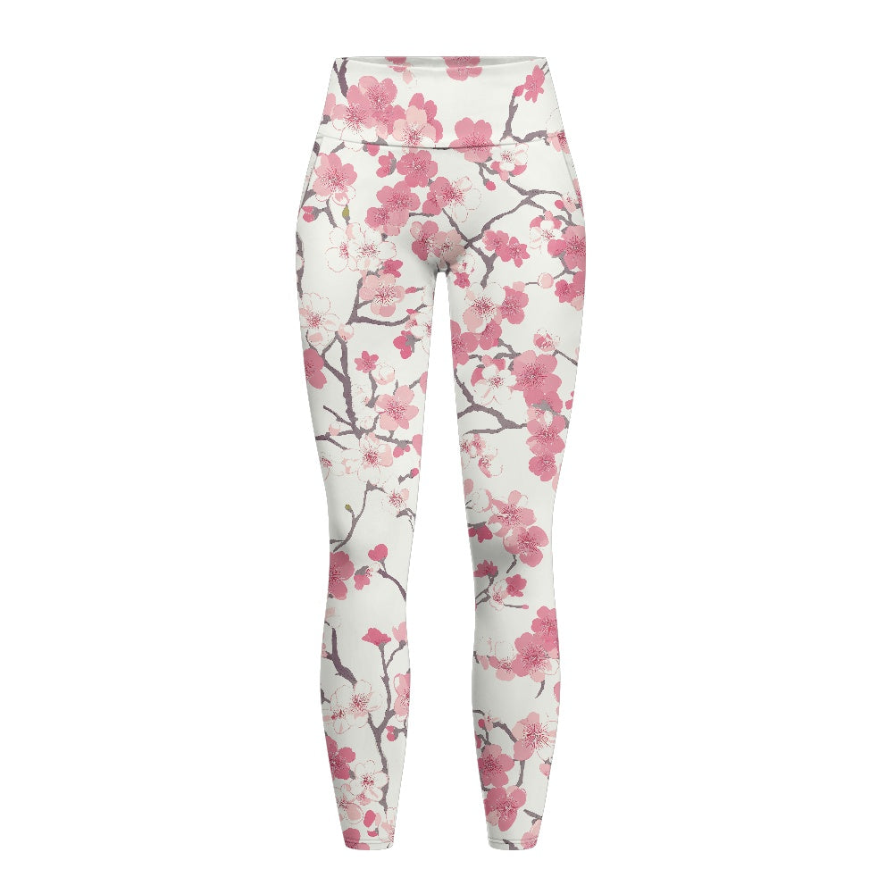 Cherry Blossom Women's Yoga Pants with Pockets