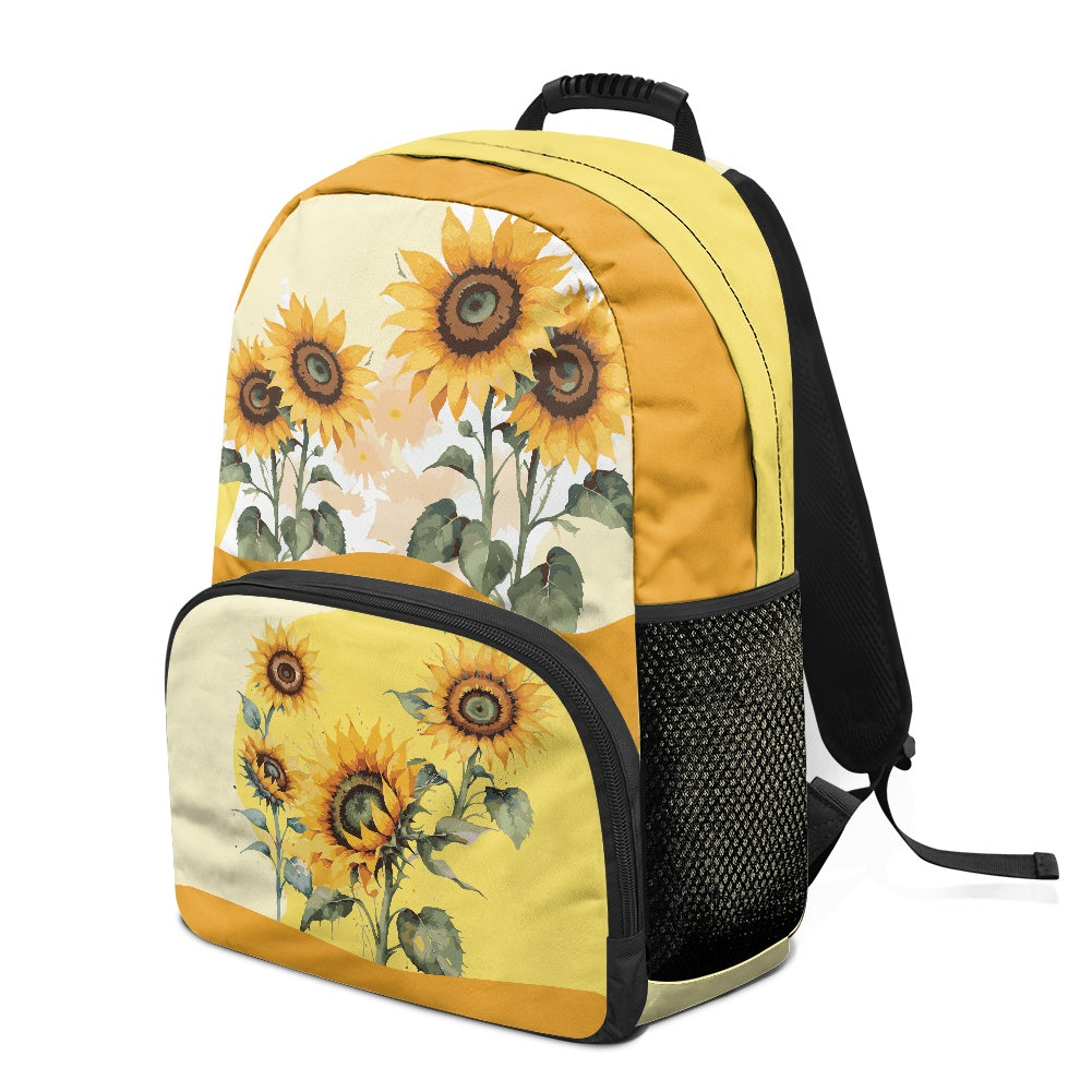 Floral School Bag with Sunflower Print – 17-Inch Backpack