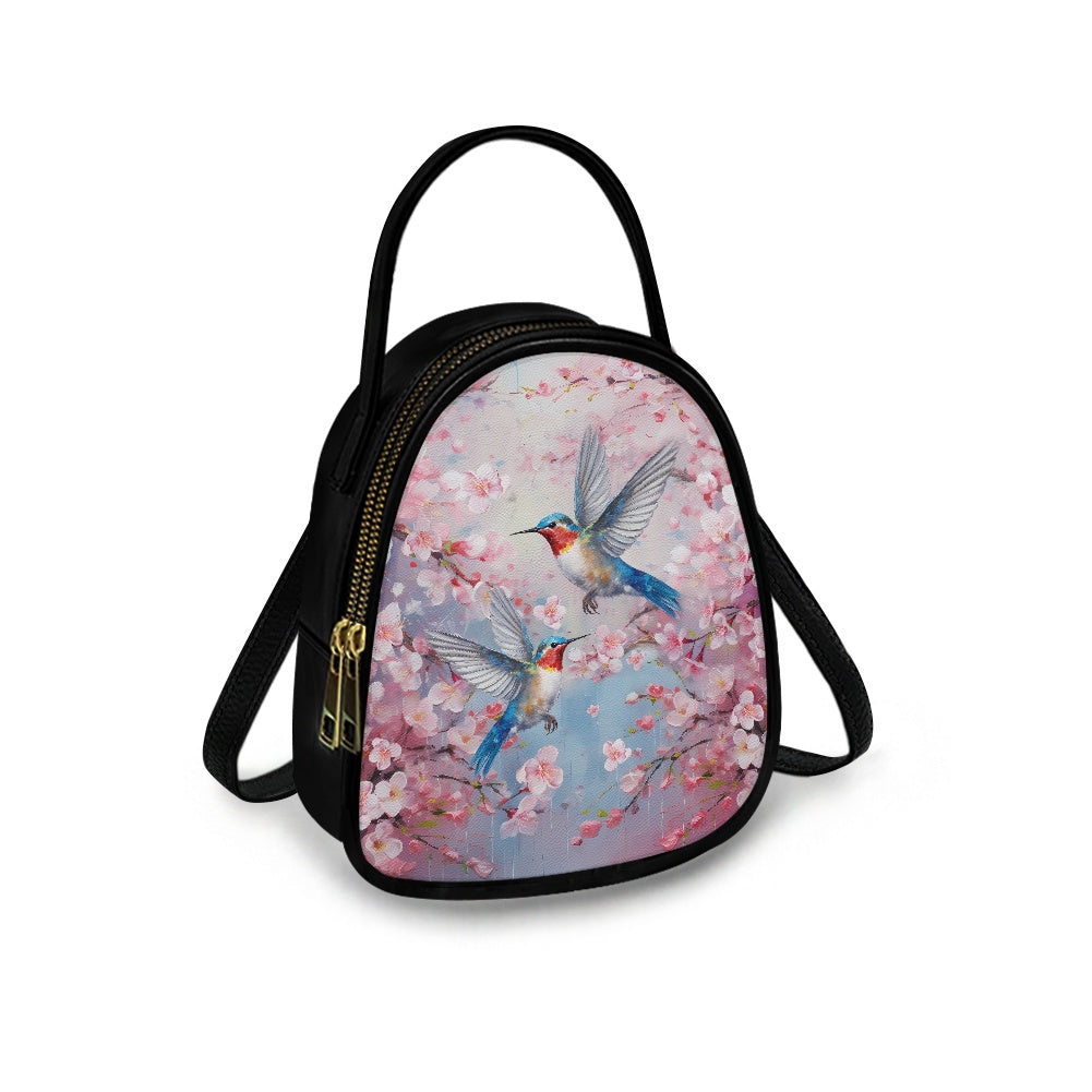 Hummingbird Blossom Chic Double-Layer Women’s Leather Square Bag