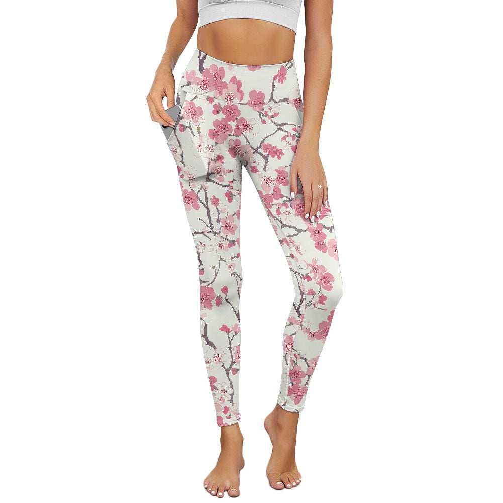Cherry Blossom Women's Yoga Pants with Pockets
