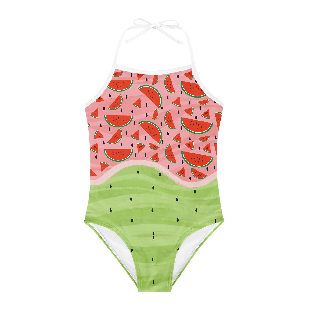 Watermelon Print Kids’ One-Piece Swimsuit