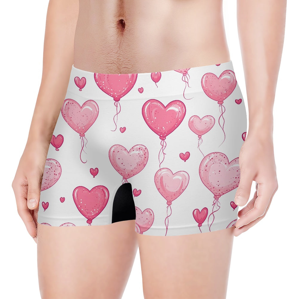 Heart Balloon Print Men's Boxer Briefs