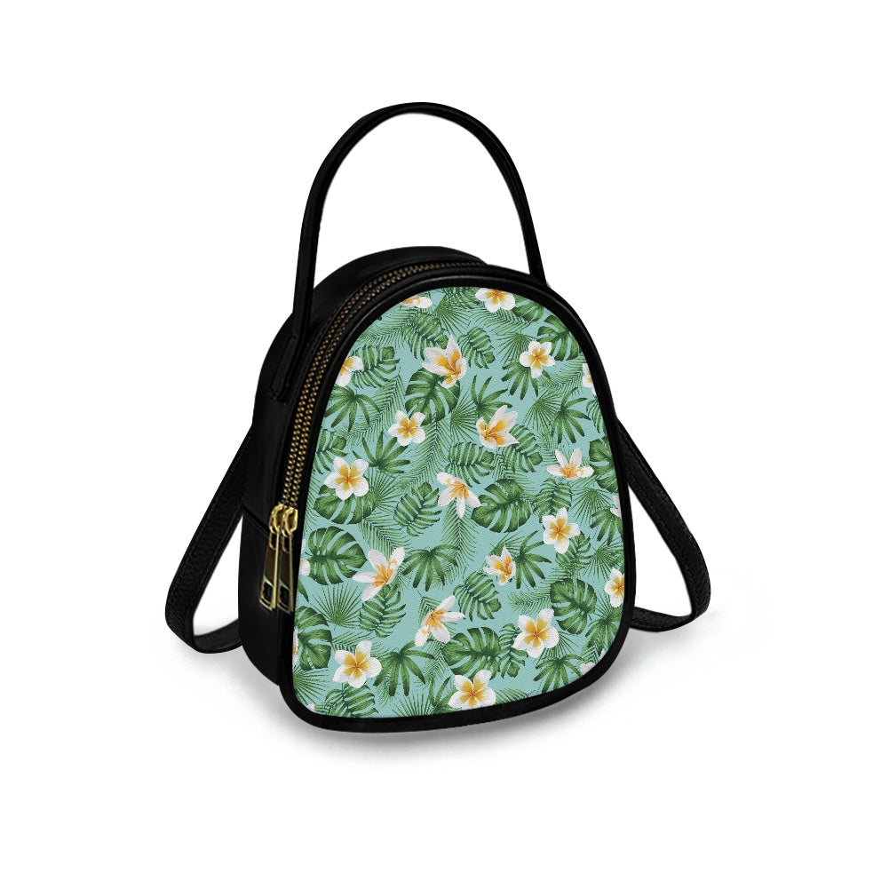Floral Leaf Design Tropical Double-Layer Women’s Leather Square Bag
