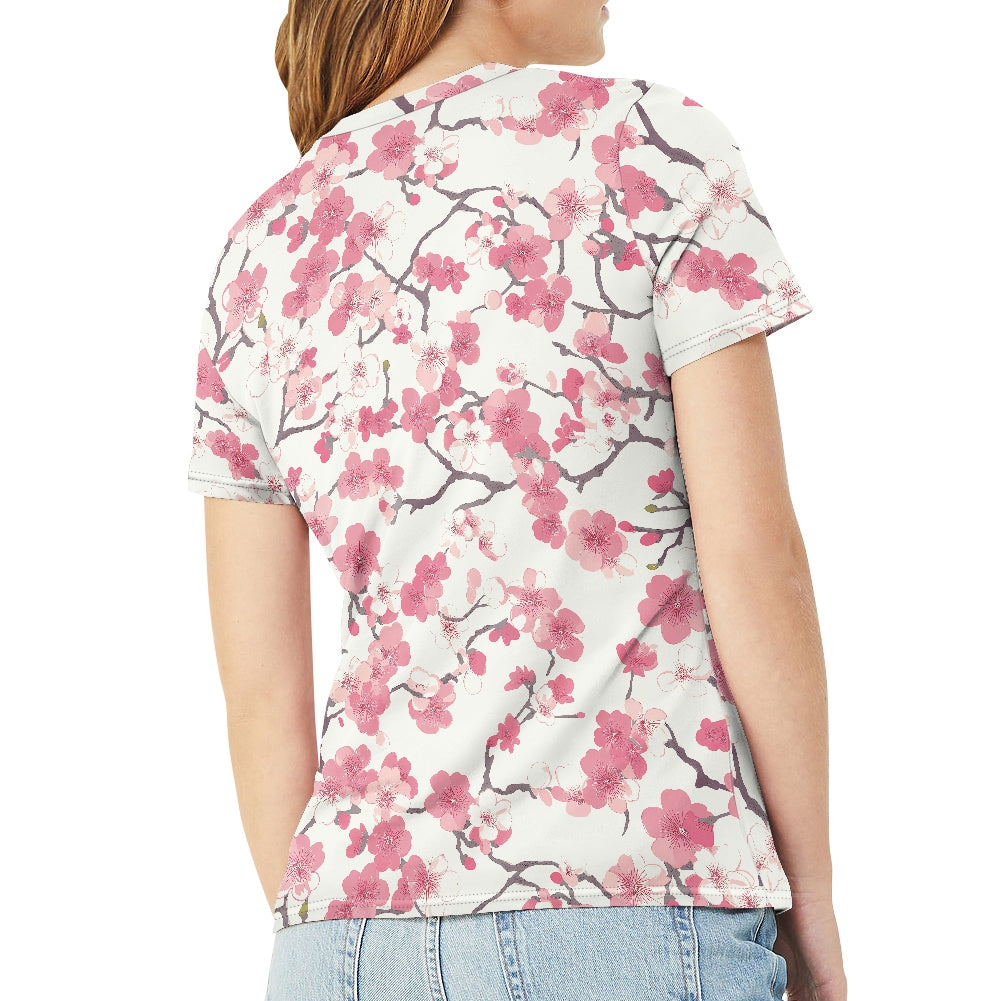Cherry Blossom Ladies' Round Neck T-Shirt