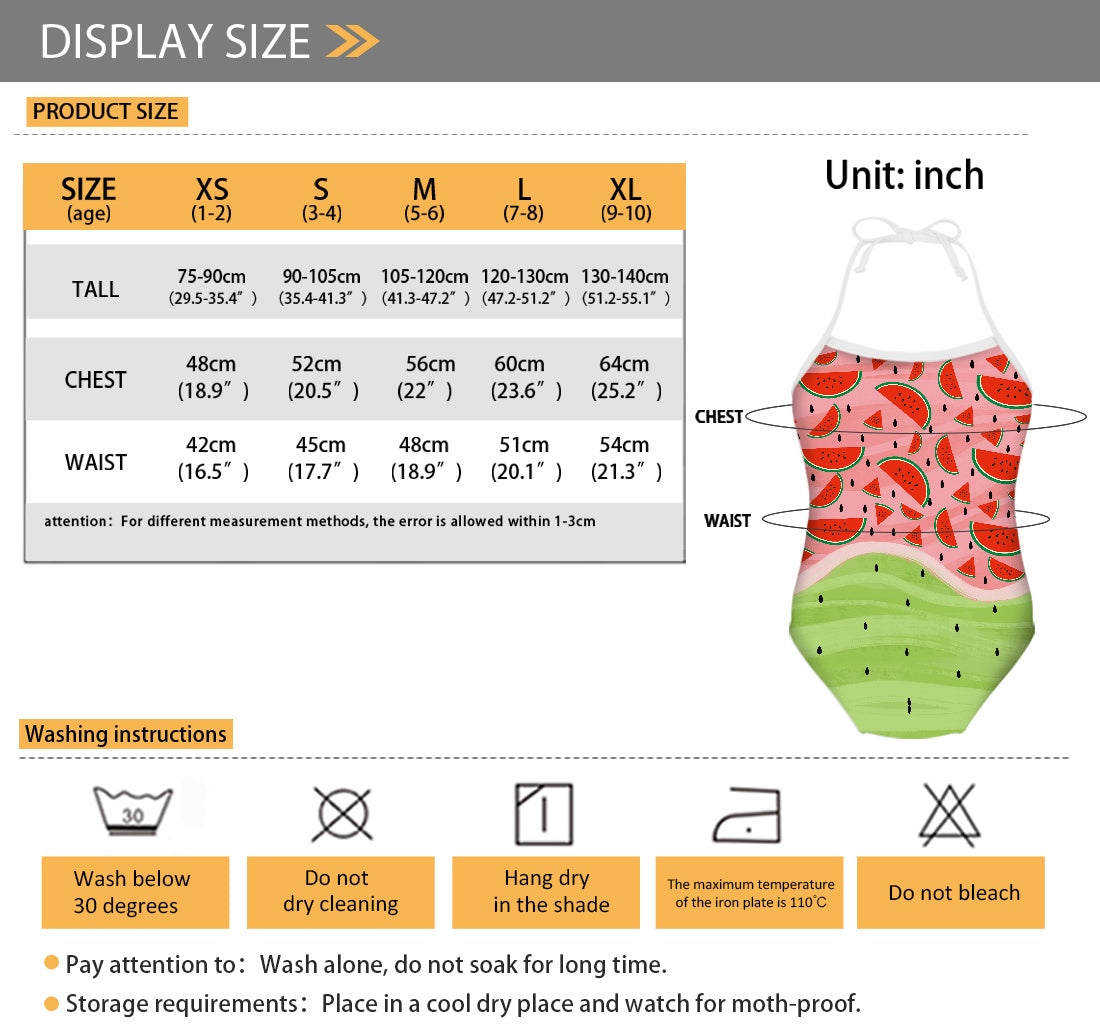 Watermelon Print Kids’ One-Piece Swimsuit