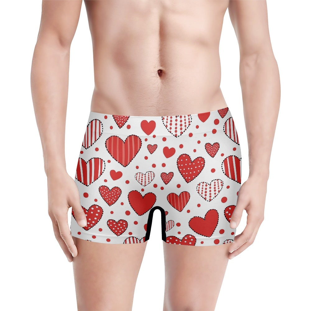 Patchwork Heart Design Men's Boxer Briefs