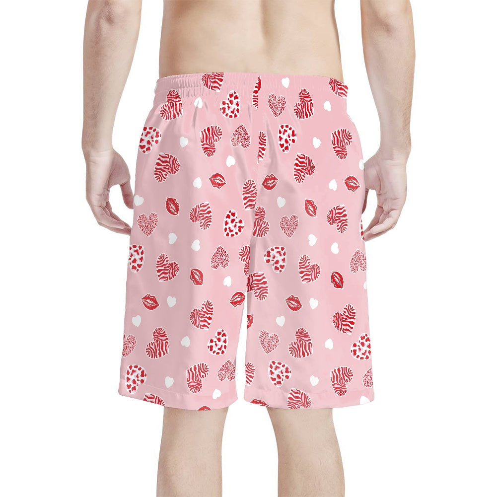 Men's Lip and Heart Print Swim Shorts