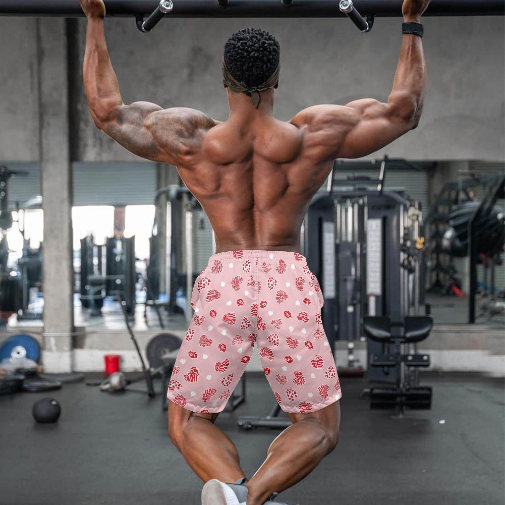 Men's Lip and Heart Print Swim Shorts