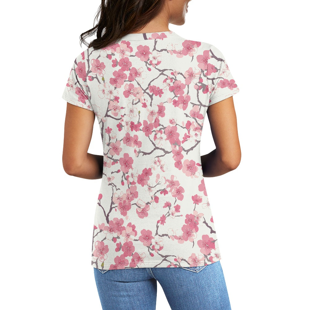 Cherry Blossom Ladies' Round Neck T-Shirt