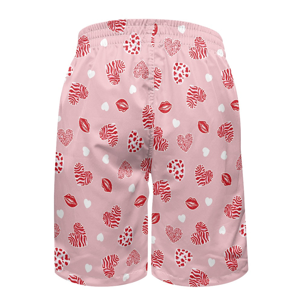 Men's Lip and Heart Print Swim Shorts