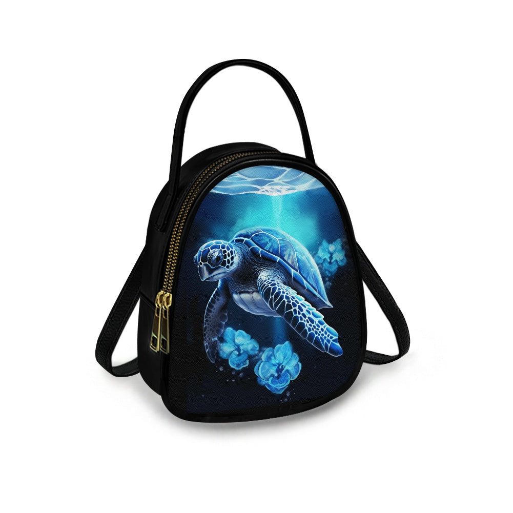Ocean Turtle Design Elegant Double-Layer Women’s Leather Square Bag